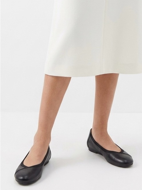 Vionic Caroll Black Leather Ballet Flats Size 9 Arch Support Balletcore Comfort